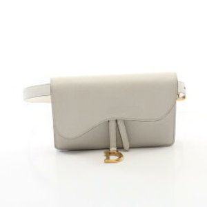 Christian Dior Saddle Waist Bag Body White Leather